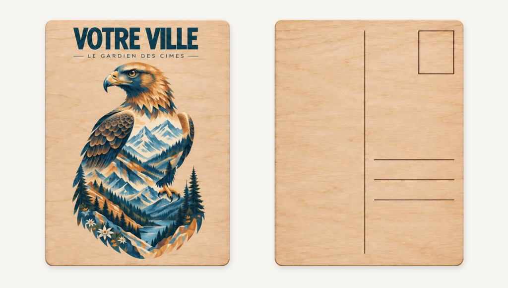 [NAT-STR-001_CP-BOIS] NATURA STRATA — L’aigle (Carte postale bois)