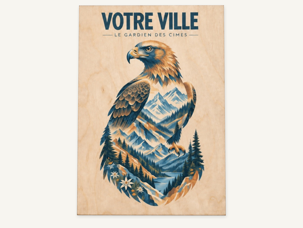 [NAT-STR-001_A4-BOIS] NATURA STRATA — L’aigle (Affiche bois A4)