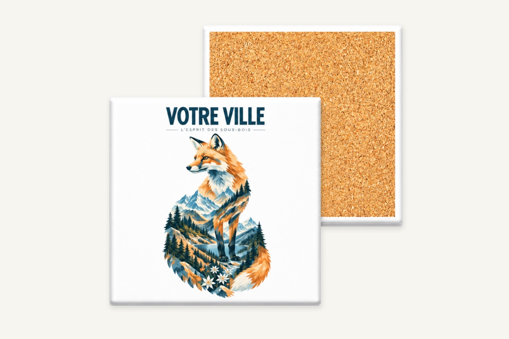 [NAT-STR-002_SV-CARRE] NATURA STRATA — Le renard (Sous-verre carré)