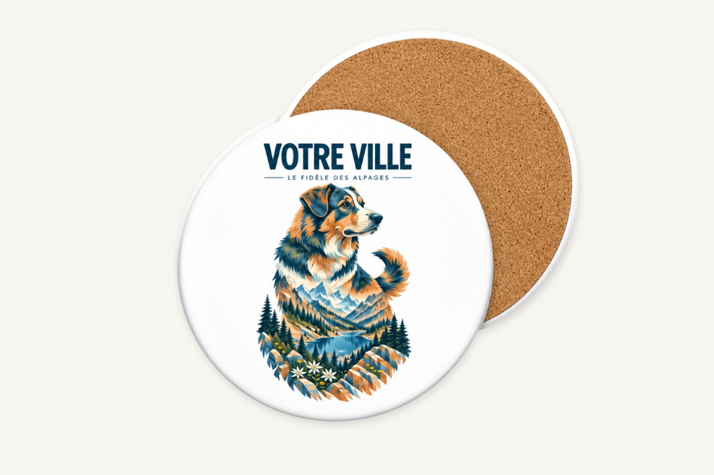 [NAT-STR-003_SV-ROND] NATURA STRATA — Le chien de montagne (Sous-verre rond)