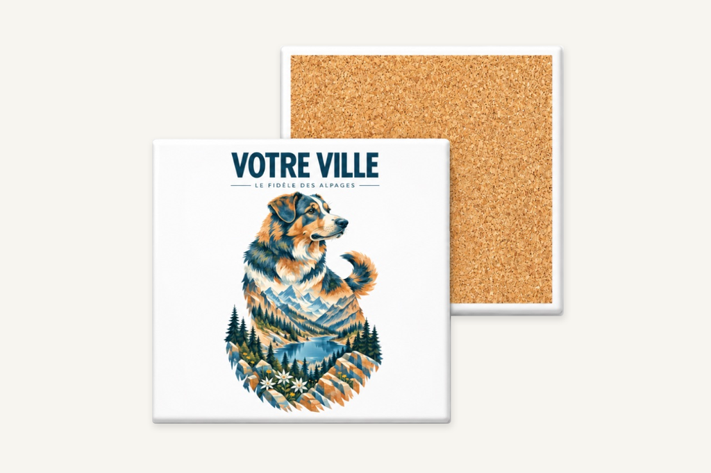 [NAT-STR-003_SV-CARRE] NATURA STRATA — Le chien de montagne (Sous-verre carré)