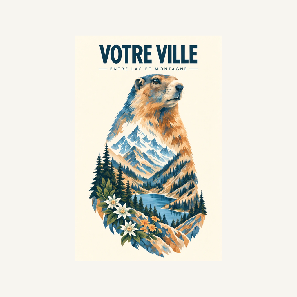 [NAT-STR-004_MUG-BRI] NATURA STRATA — La marmotte au bord du lac (Mug brillant)