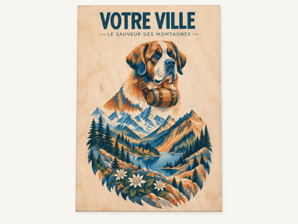 [NAT-STR-006_A4-BOIS] NATURA STRATA — Le saint-bernard (Affiche bois A4)