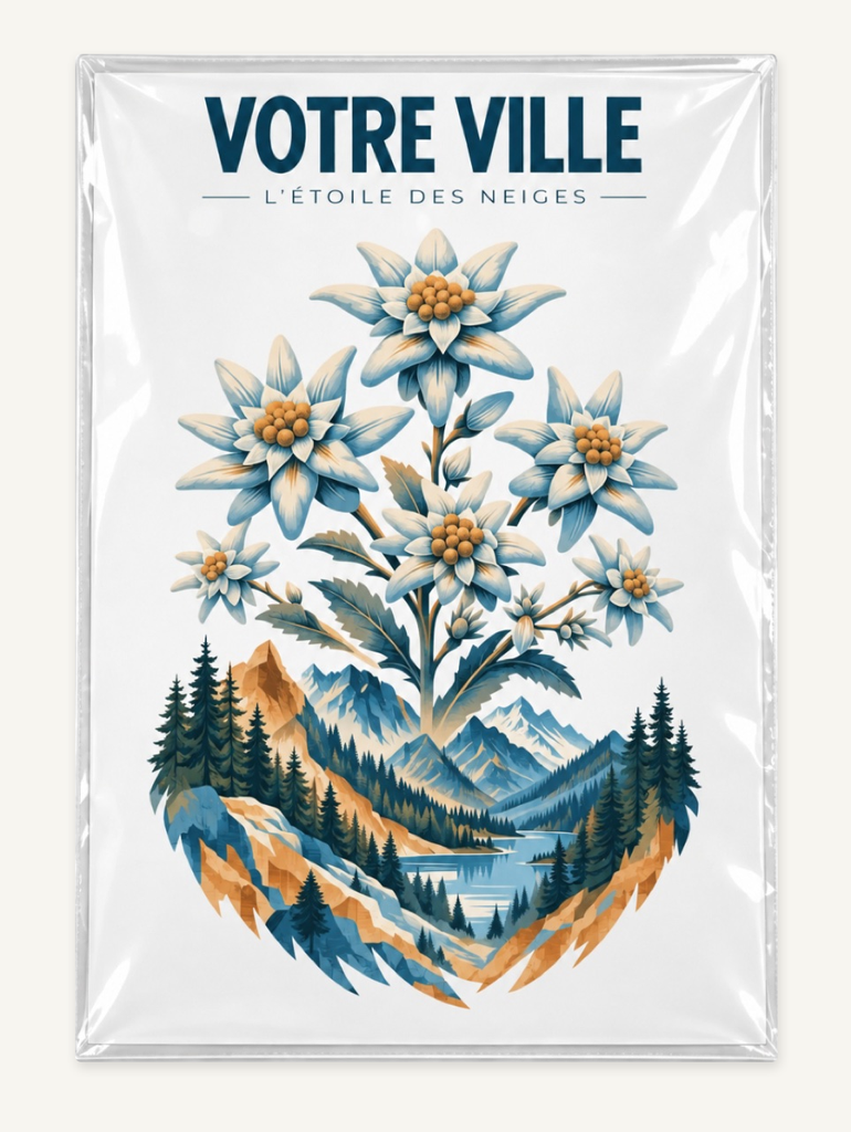 [NAT-STR-007_AFF-A4] NATURA STRATA — L’edelweiss (Affiche papier A4)