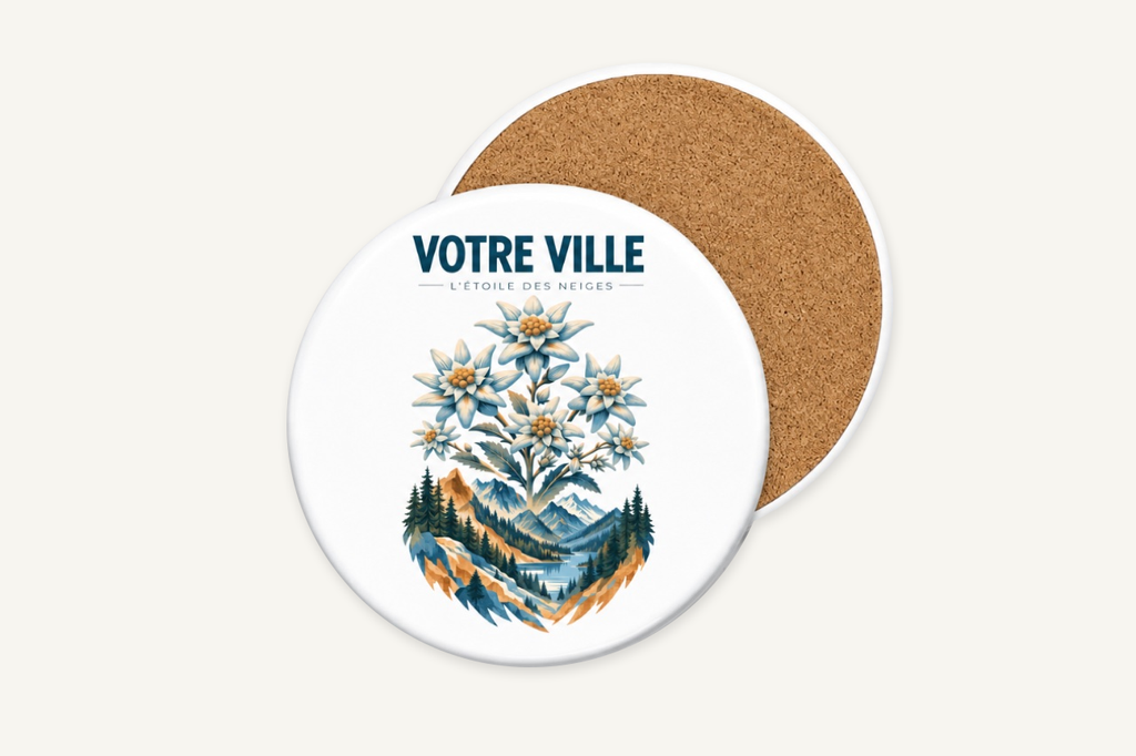 [NAT-STR-007_SV-ROND] NATURA STRATA — L’edelweiss (Sous-verre rond)