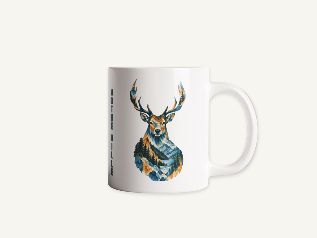 [NAT-STR-009_MUG-BRI] NATURA STRATA — Le cerf (Mug brillant)