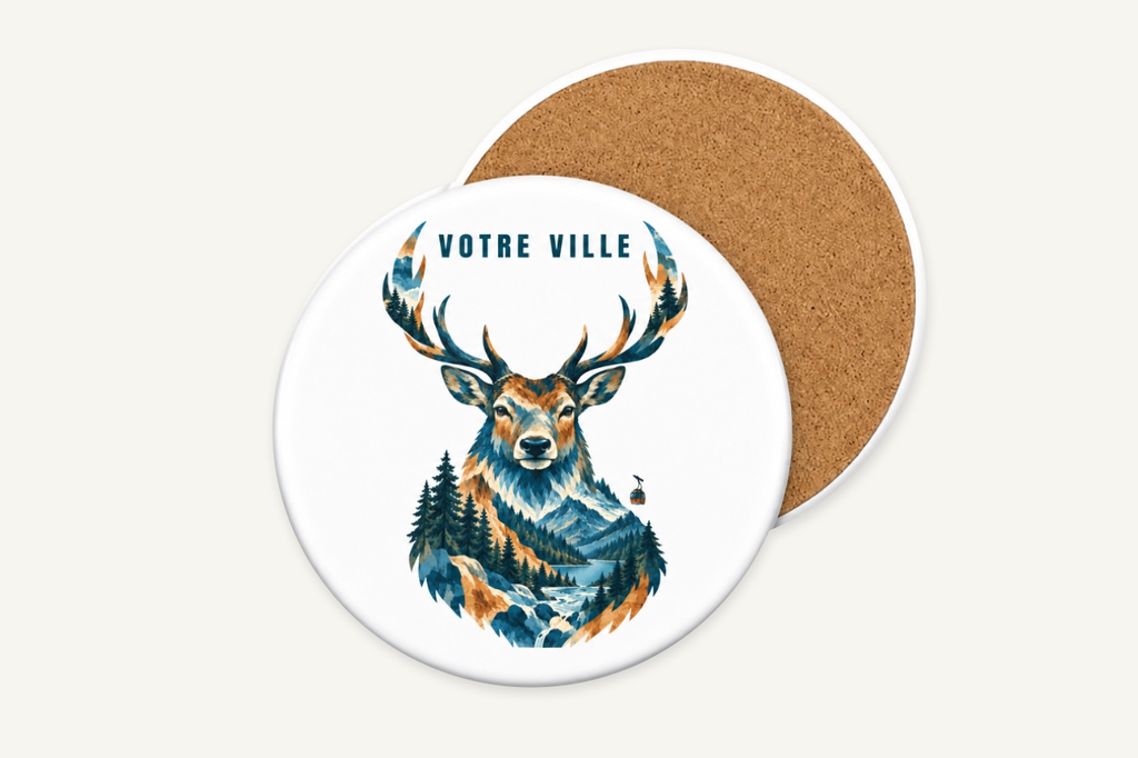 [NAT-STR-009_SV-ROND] NATURA STRATA — Le cerf (Sous-verre rond)