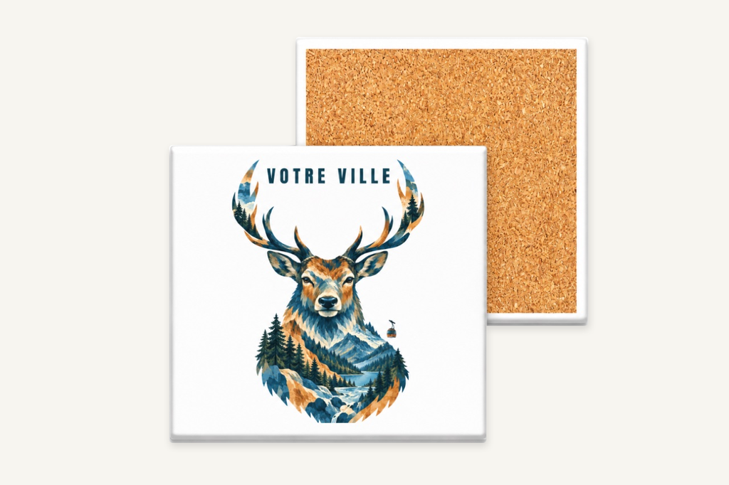 [NAT-STR-009_SV-CARRE] NATURA STRATA — Le cerf (Sous-verre carré)