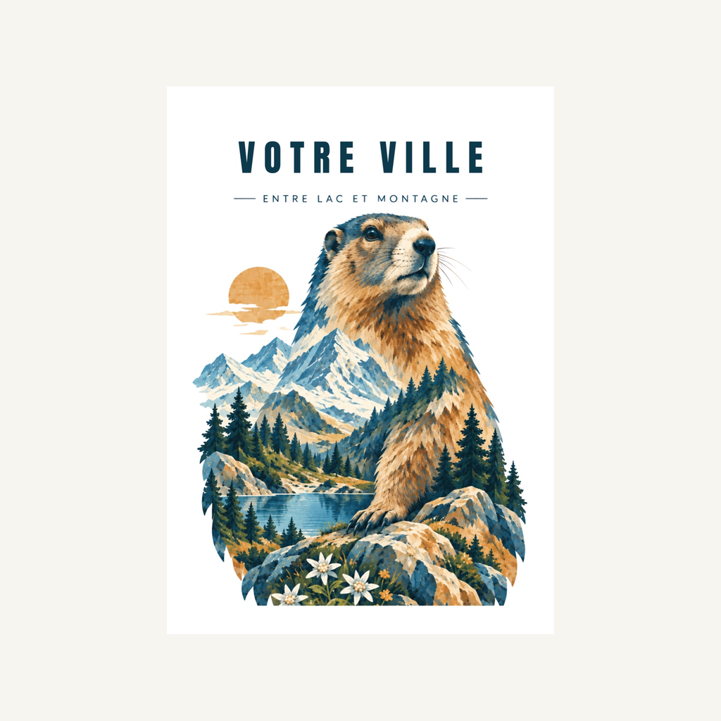 [NAT-STR-010_MAG-R] NATURA STRATA — La marmotte au soleil (Magnet rembordé)