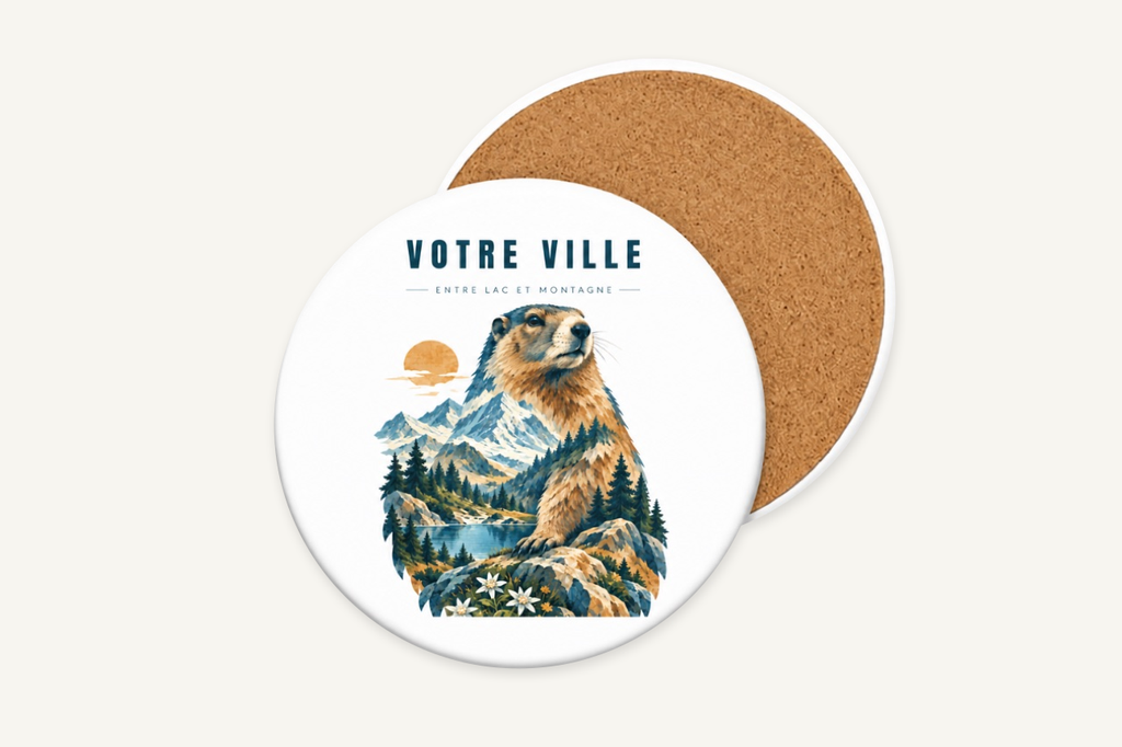 [NAT-STR-010_SV-ROND] NATURA STRATA — La marmotte au soleil (Sous-verre rond)