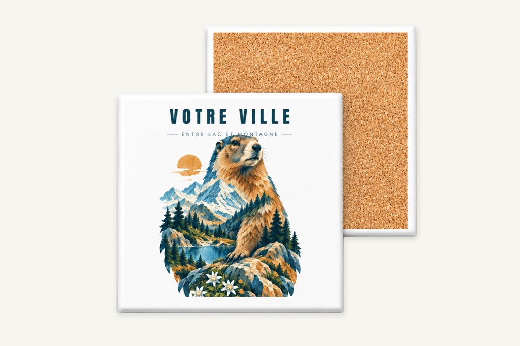 [NAT-STR-010_SV-CARRE] NATURA STRATA — La marmotte au soleil (Sous-verre carré)