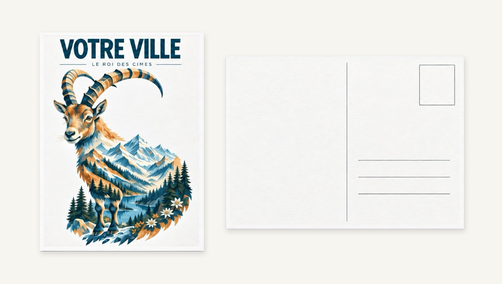 [NAT-STR-012_CP] NATURA STRATA — Le bouquetin (Carte postale papier)
