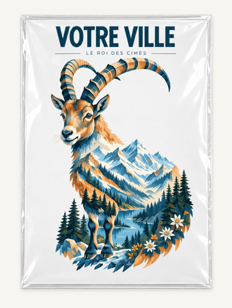 [NAT-STR-012_AFF-A4] NATURA STRATA — Le bouquetin (Affiche papier A4)