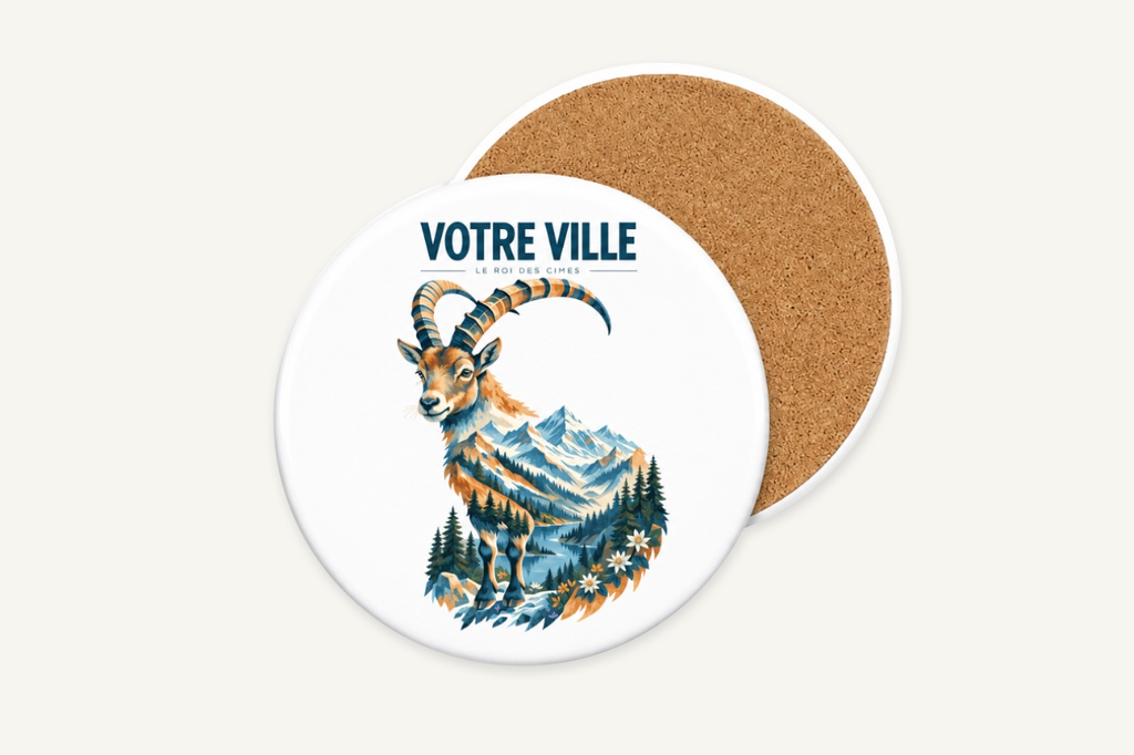 [NAT-STR-012_SV-ROND] NATURA STRATA — Le bouquetin (Sous-verre rond)