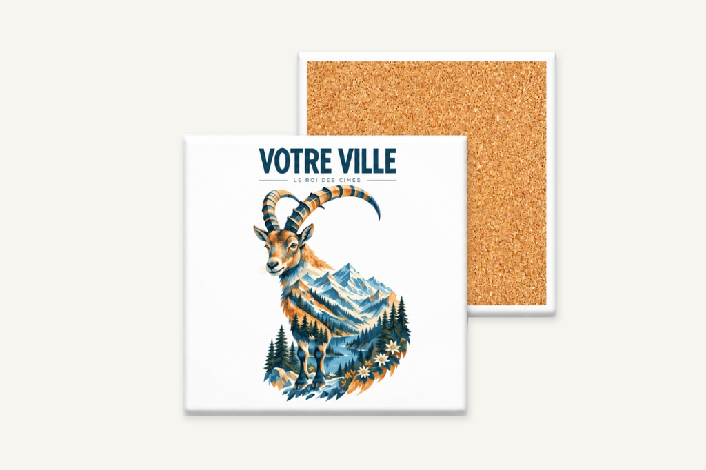 [NAT-STR-012_SV-CARRE] NATURA STRATA — Le bouquetin (Sous-verre carré)