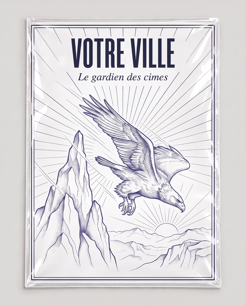 [NAT-ESQ-003_AFF-A4] NATURA ESQUISSE — Le gardien des cimes (Affiche papier A4)