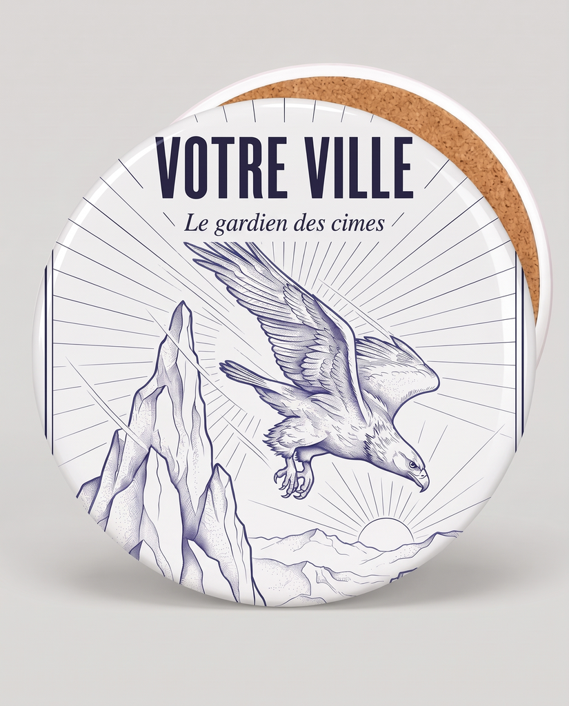 [NAT-ESQ-003_SV-ROND] NATURA ESQUISSE — Le gardien des cimes (Sous-verre rond)