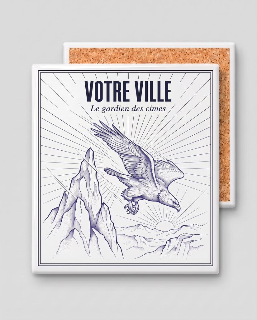 [NAT-ESQ-003_SV-CARRE] NATURA ESQUISSE — Le gardien des cimes (Sous-verre carré)