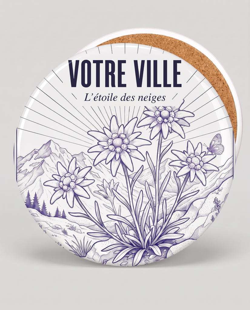 [NAT-ESQ-004_SV-ROND] NATURA ESQUISSE — L’étoile des neiges (Sous-verre rond)