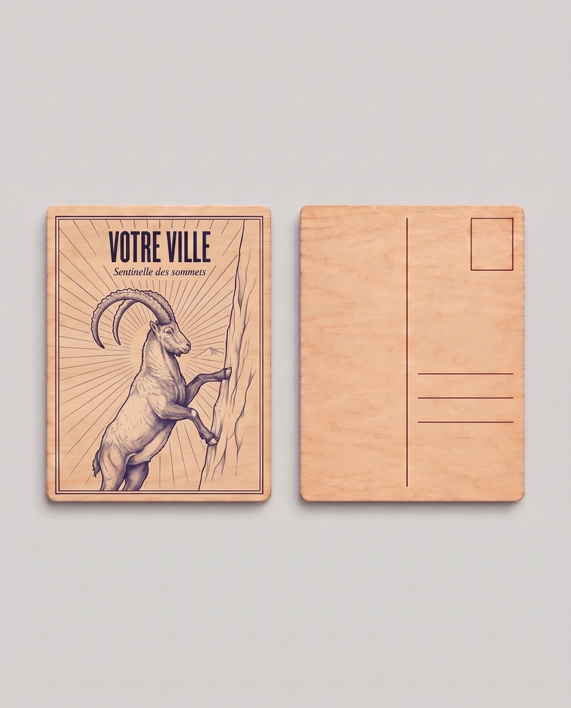 [NAT-ESQ-005_CP-BOIS] NATURA ESQUISSE — Sentinelle des sommets (Carte postale bois)