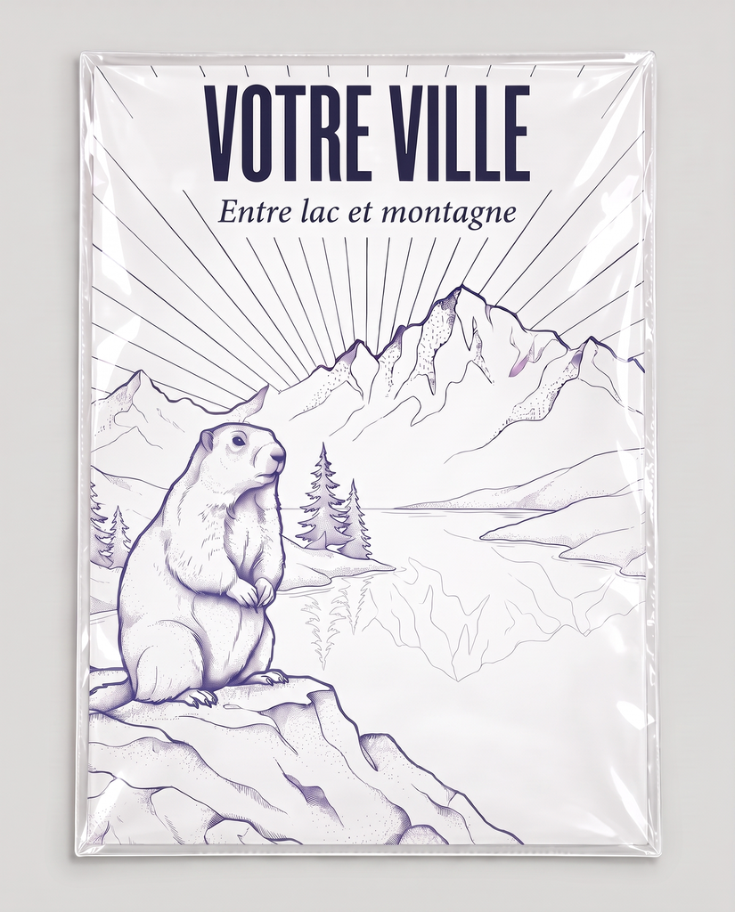 [NAT-ESQ-006_AFF-A4] NATURA ESQUISSE — Entre lac et montagne (Affiche papier A4)