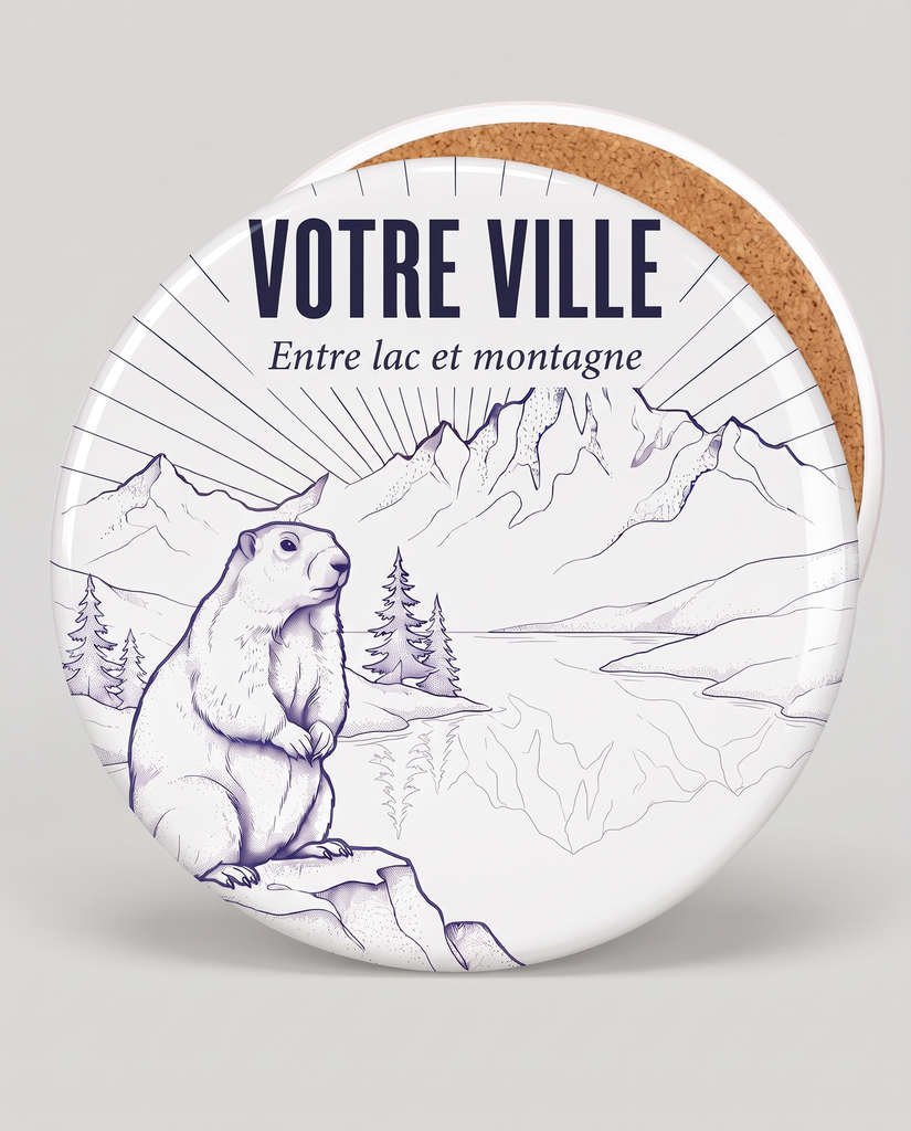 [NAT-ESQ-006_SV-ROND] NATURA ESQUISSE — Entre lac et montagne (Sous-verre rond)