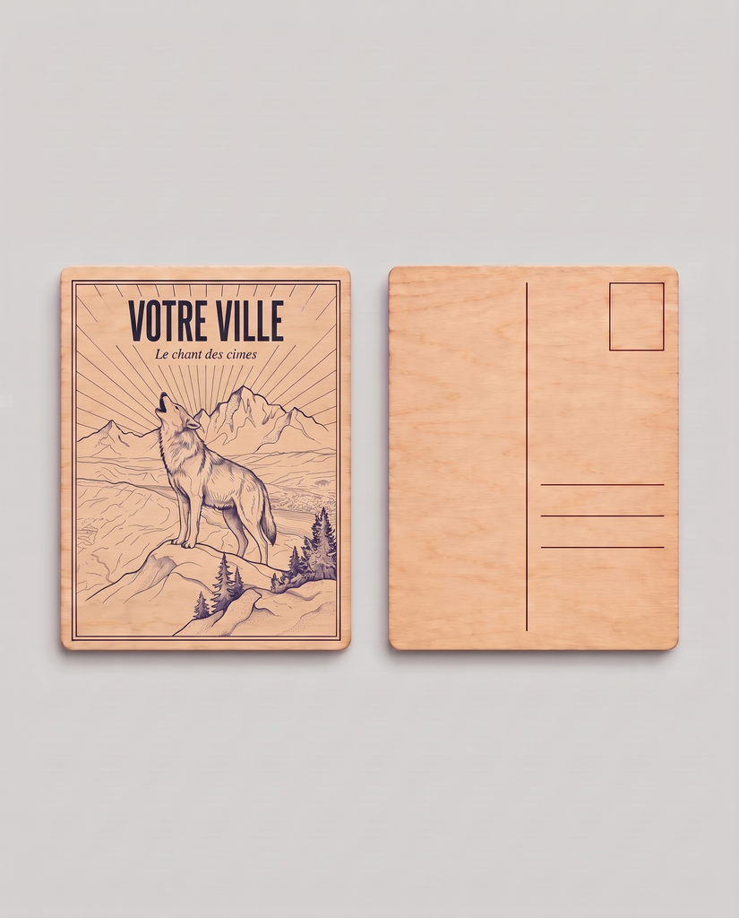 [NAT-ESQ-007_CP-BOIS] NATURA ESQUISSE — Le chant des cimes (Carte postale bois)
