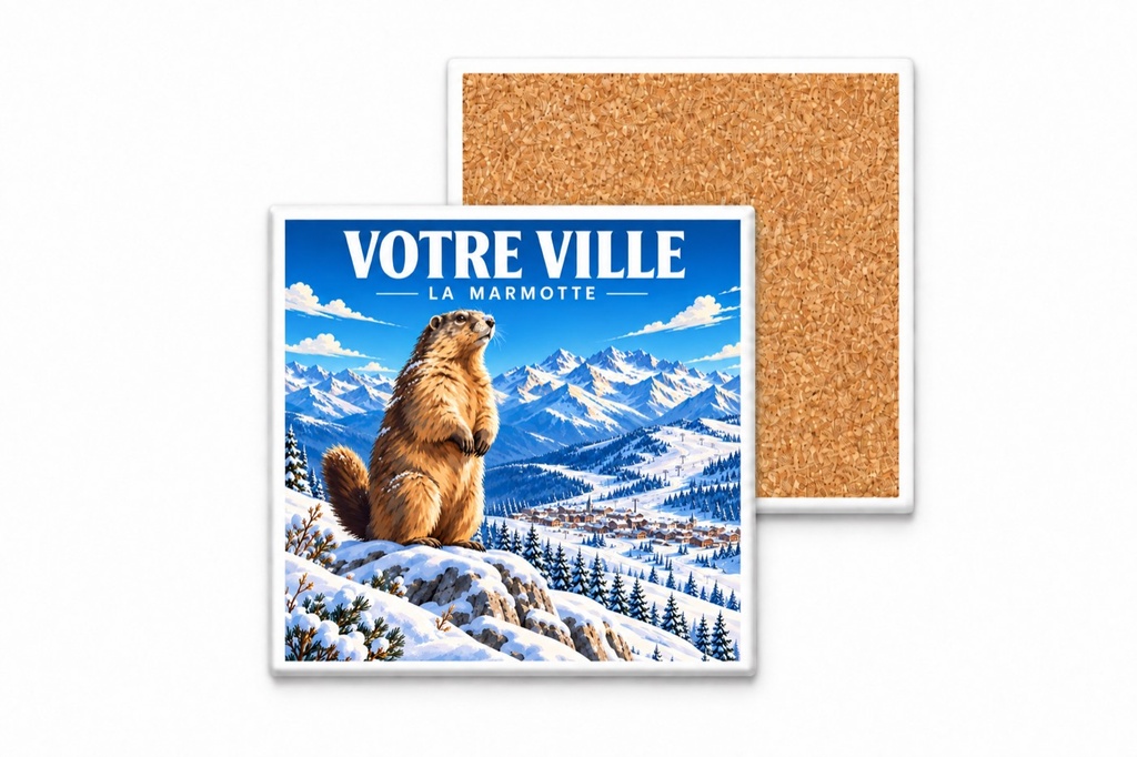 [ILL-GEN-004_SV-CARRE] ILLUSTRATA — La marmotte d’hiver (Sous-verre carré)