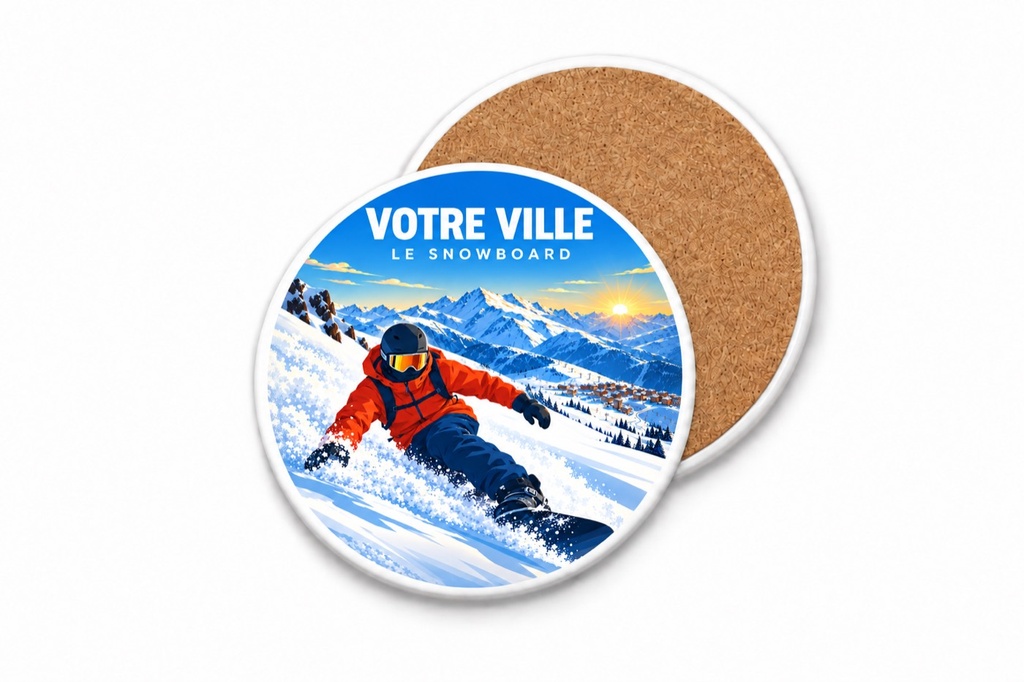 [ILL-GEN-005_SV-ROND] ILLUSTRATA — Le snowboard (Sous-verre rond)