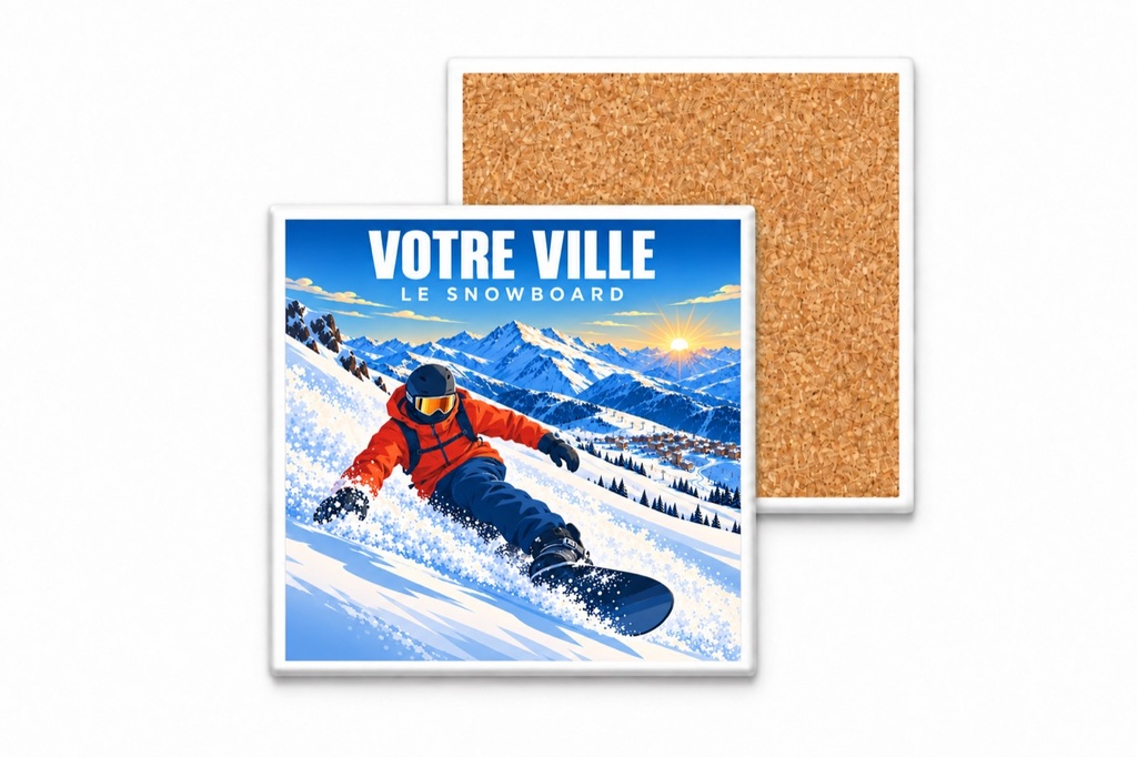 [ILL-GEN-005_SV-CARRE] ILLUSTRATA — Le snowboard (Sous-verre carré)