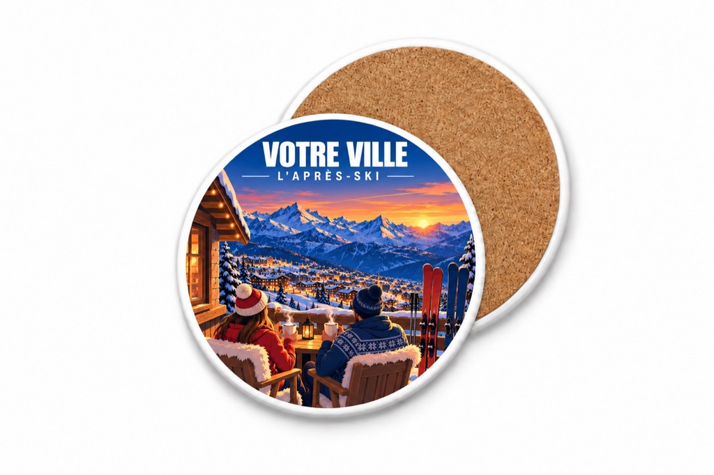 [ILL-GEN-007_SV-ROND] ILLUSTRATA — L’après-ski (Sous-verre rond)