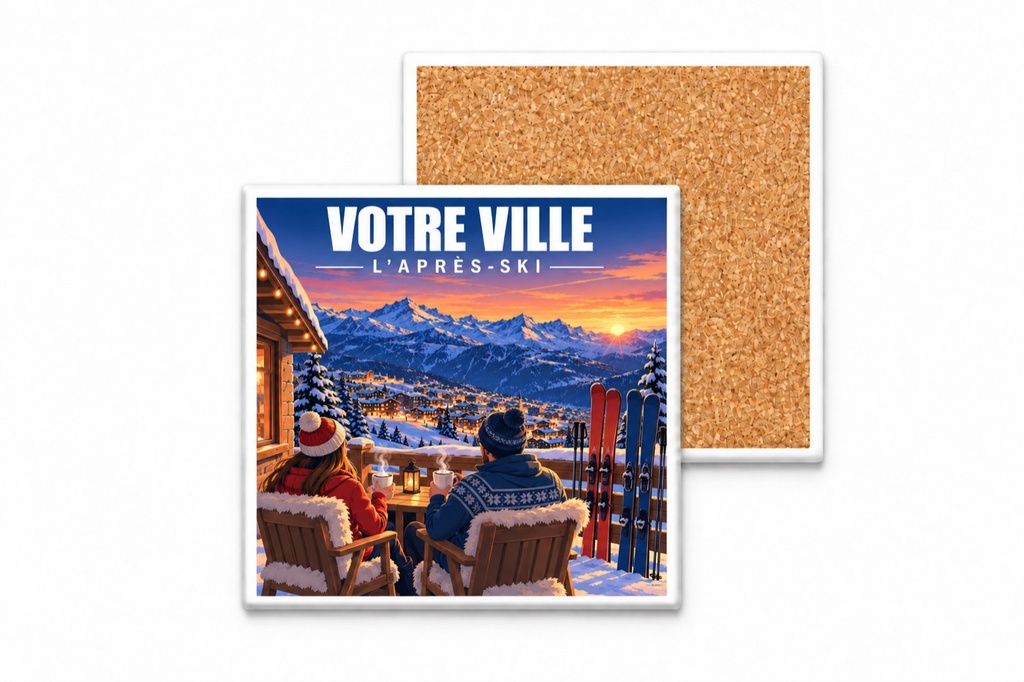 [ILL-GEN-007_SV-CARRE] ILLUSTRATA — L’après-ski (Sous-verre carré)