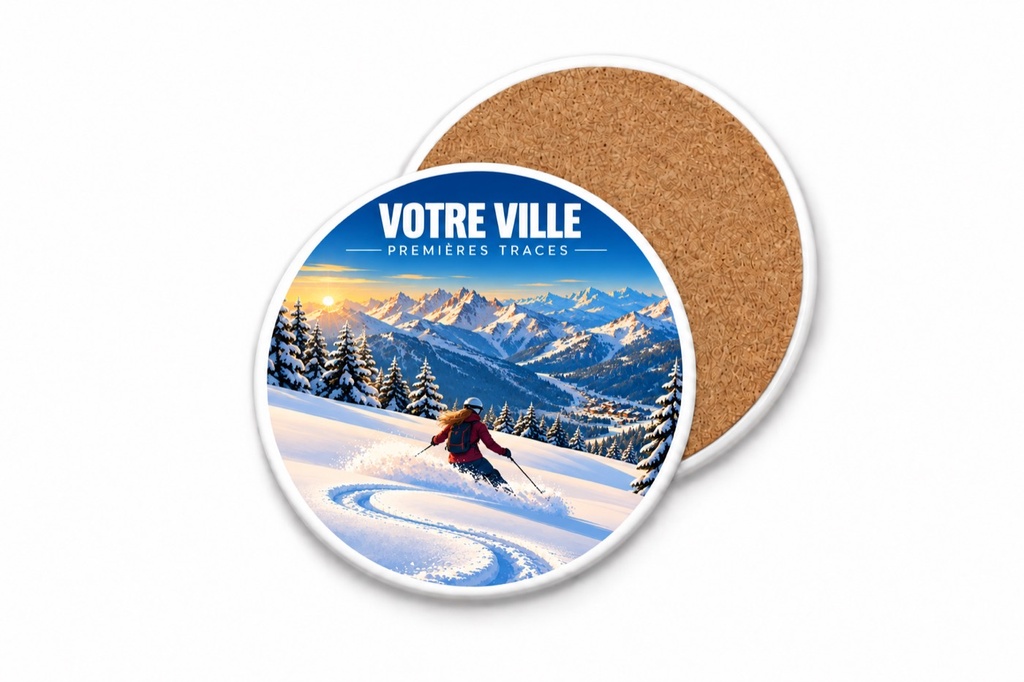 [ILL-GEN-010_SV-ROND] ILLUSTRATA — Premières traces — poudreuse (Sous-verre rond)