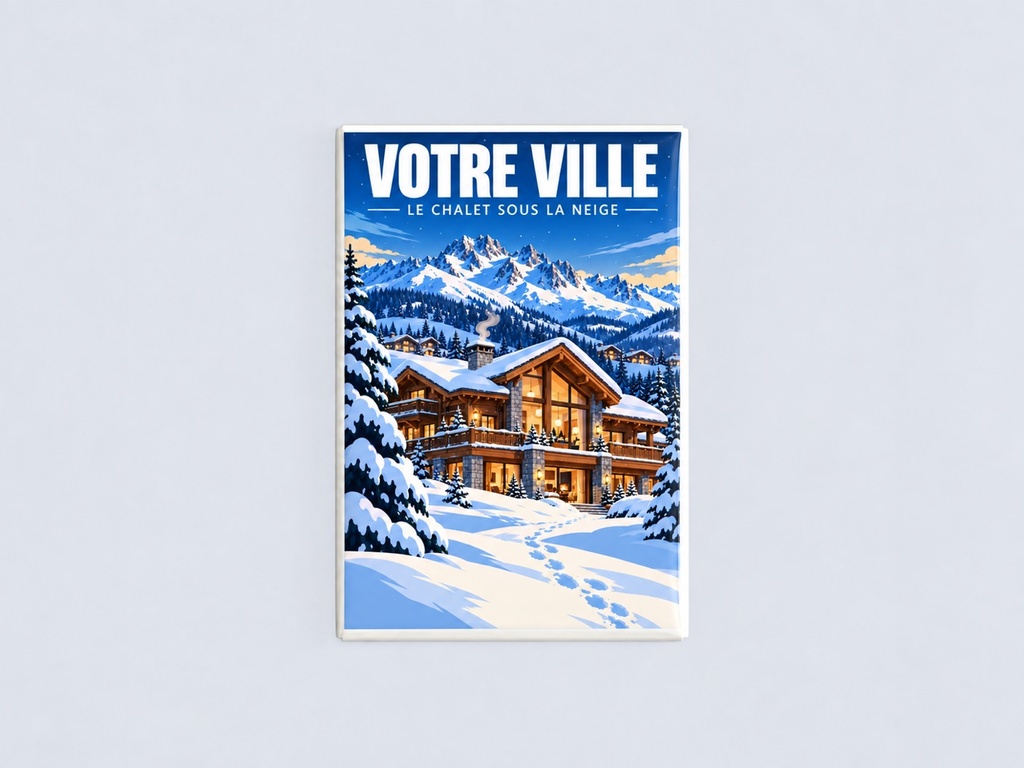 [ILL-GEN-017_MAG-R] ILLUSTRATA — Le chalet sous la neige (Magnet rembordé)