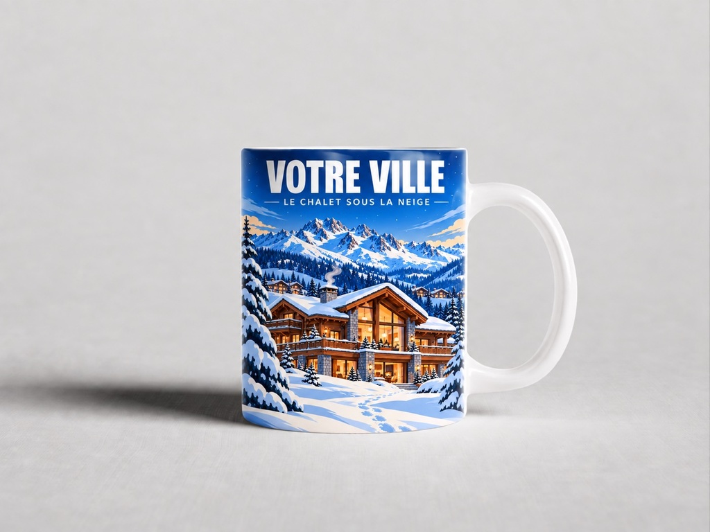 [ILL-GEN-017_MUG-MAT] ILLUSTRATA — Le chalet sous la neige (Mug mat)