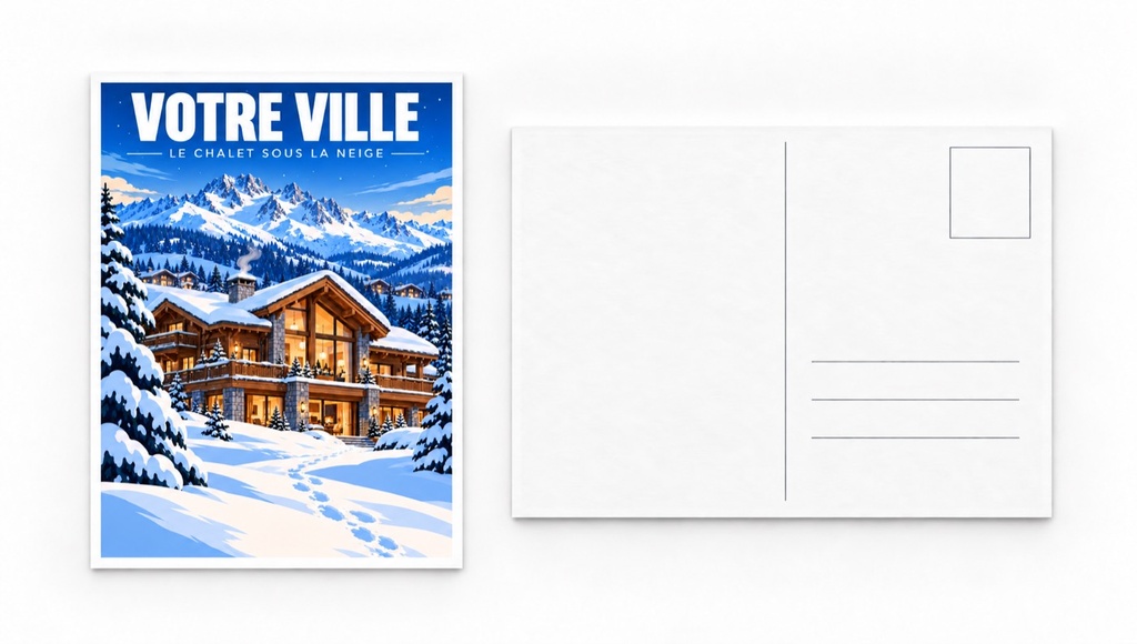 [ILL-GEN-017_CP] ILLUSTRATA — Le chalet sous la neige (Carte postale papier)