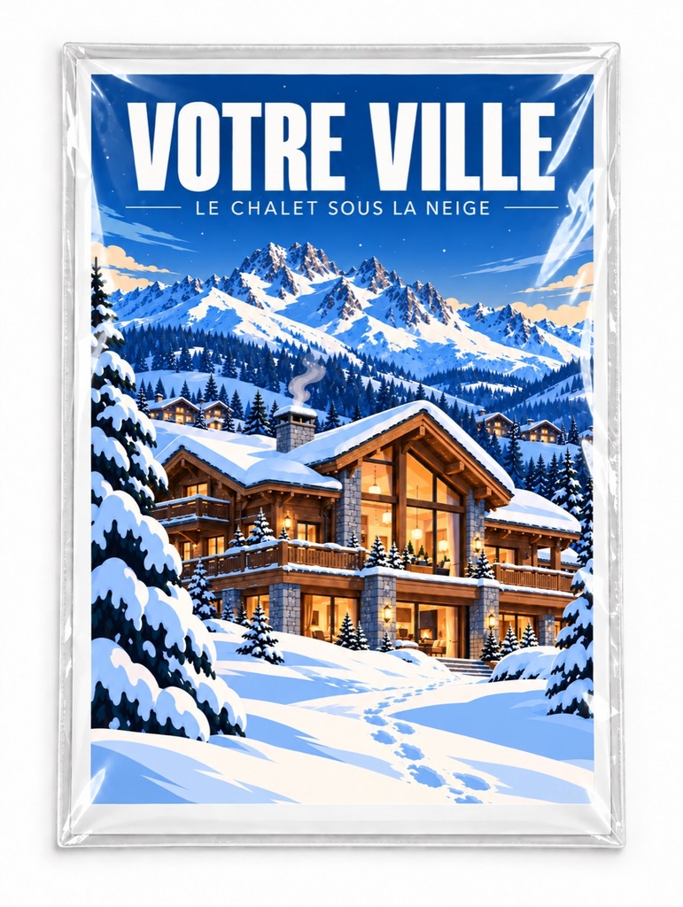 [ILL-GEN-017_AFF-A4] ILLUSTRATA — Le chalet sous la neige (Affiche papier A4)